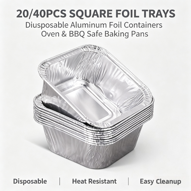 Kitchen Oven Baking Pans - 20/40Pcs Square Disposable Aluminum Foil Trays