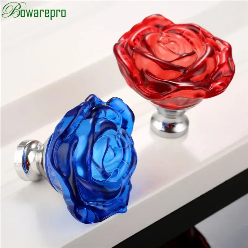Kitchen Queen - bowarepro 50MM Crystal Rose Glass Handle