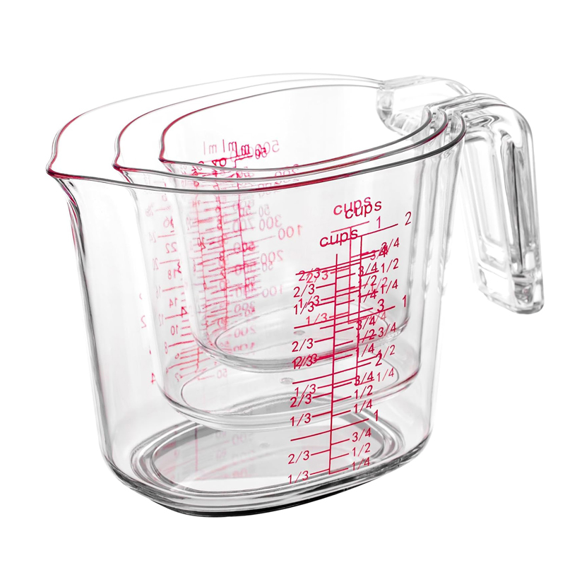 Kitchen Baking Kit - 1Cup, 2Cup, 4Cup Transparent Nesting Measuring