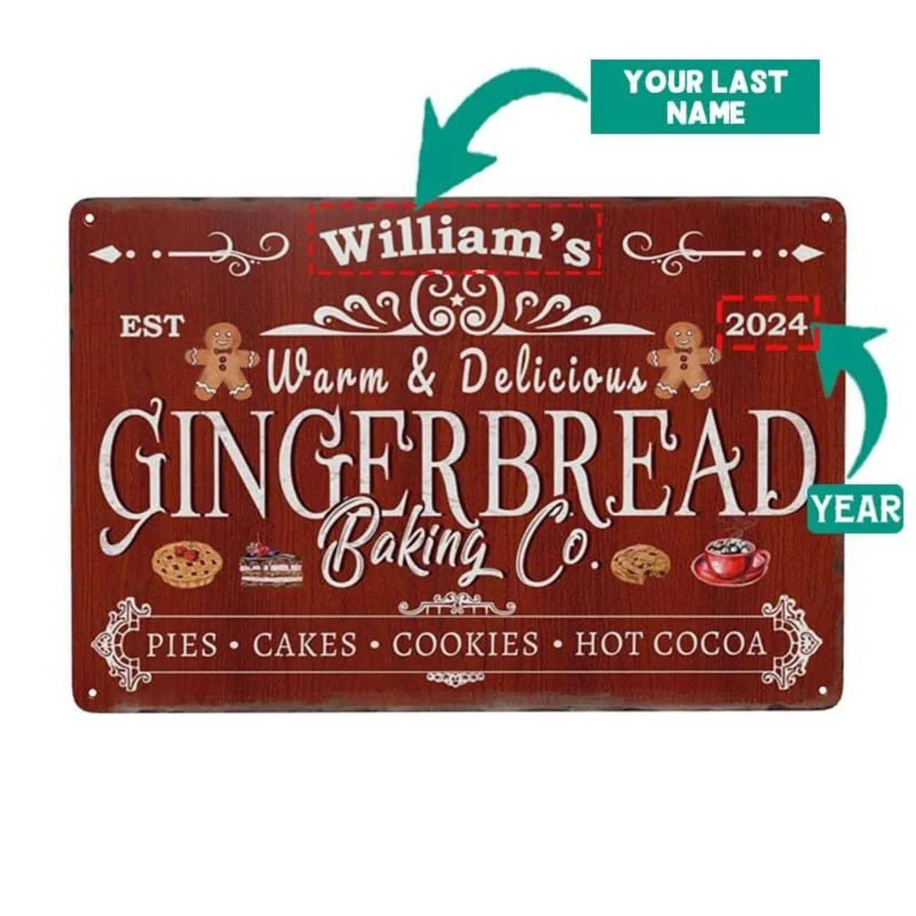 Baking In Kitchen - 1pc Personalized Gingerbread Baking Co. Aluminum