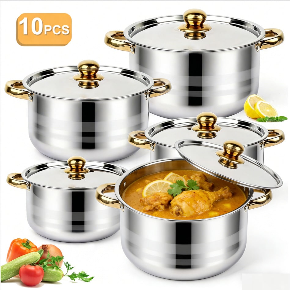 Kitchen Baking Kit - Stainless Steel Pot Set Modern Luxury