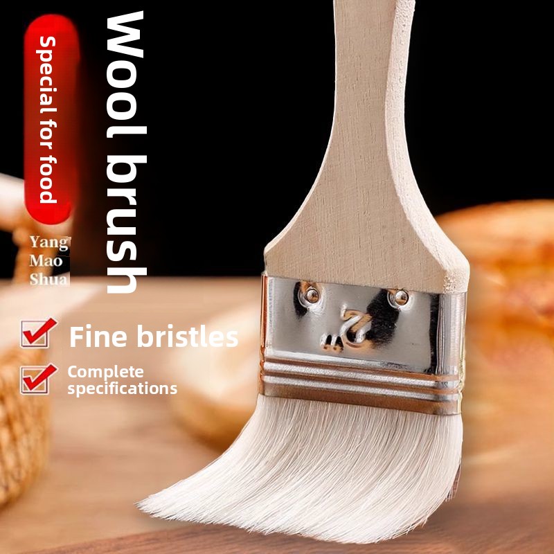 Wooden Handle Wool Brush Soft  - Kitchen Baking Brush recension och pris