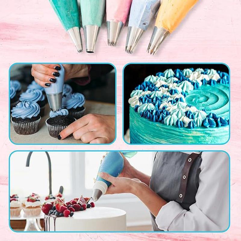*120Pcs/Set Stainless Steel Pi - Piping Bag Disposable recension och pris