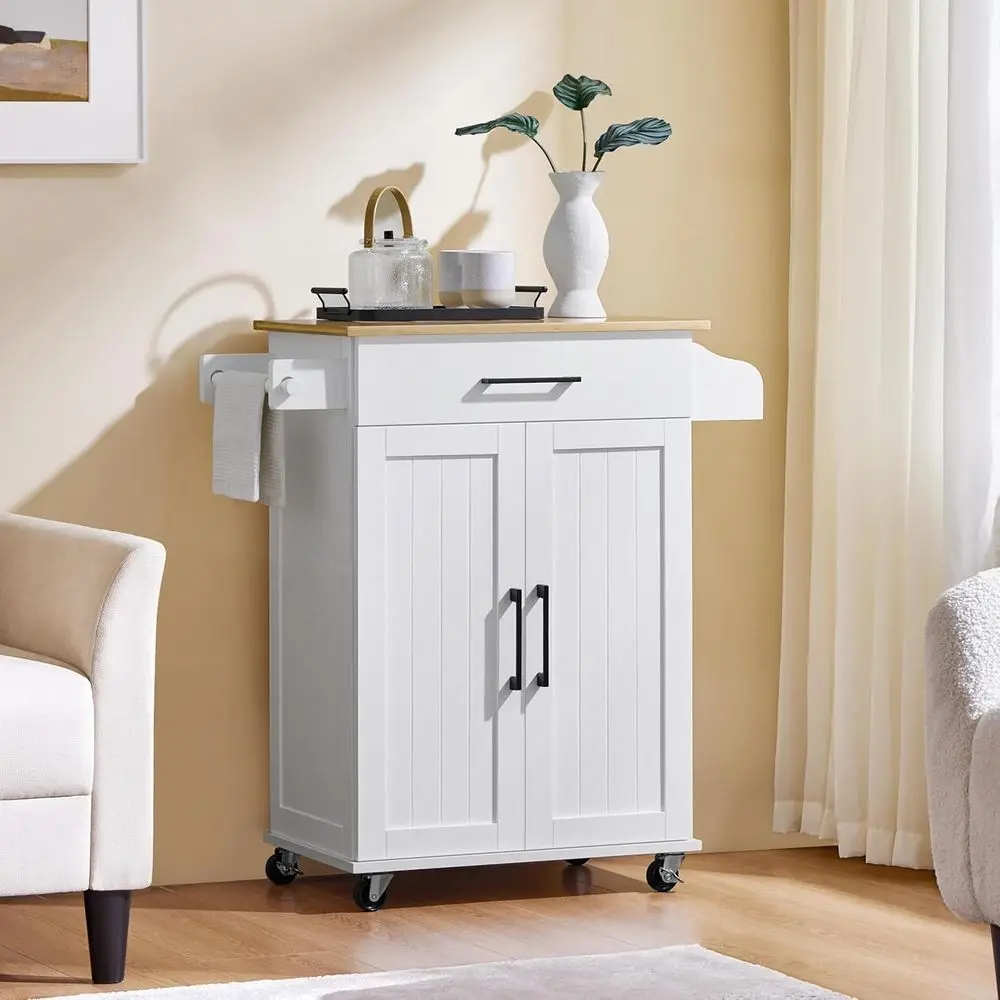 White Rolling Kitchen Cart wit - Kitchen Queen recension och pris