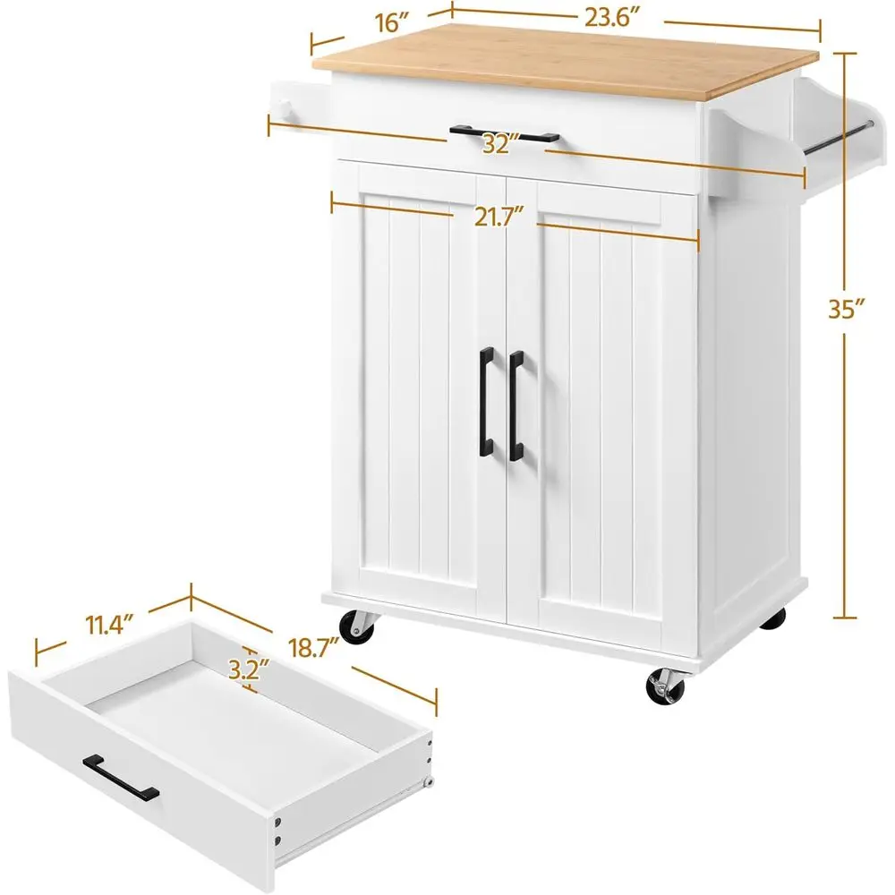 White Rolling Kitchen Cart wit - Kitchen Queen recension och pris