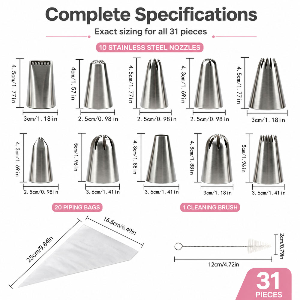 31Pcs Cake Decorating Piping T - Piping Bag Disposable recension och pris