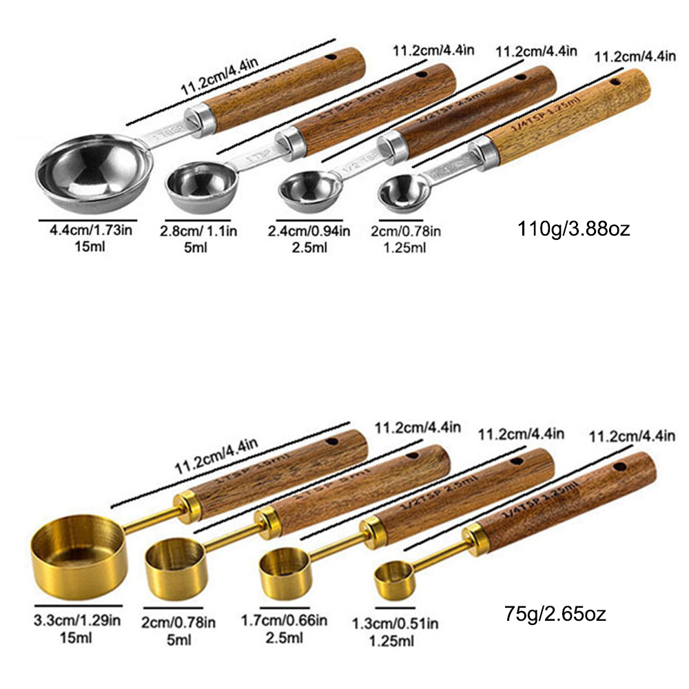 4Pcs/Set Silver Wooden Handle  - Kitchen Baking Scale recension och pris