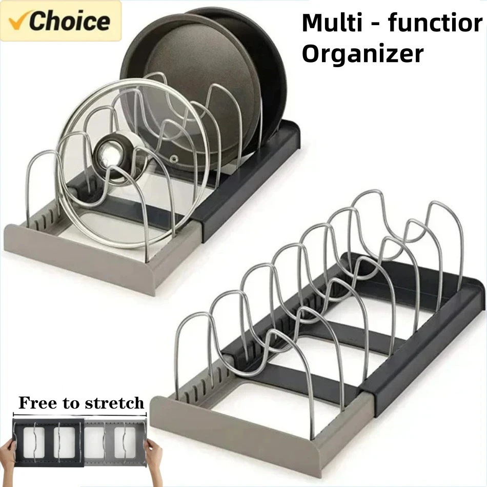 1Pc 7-grid Telescopic Pot Rack - Kitchen Baking Pan Organizer recension och pris