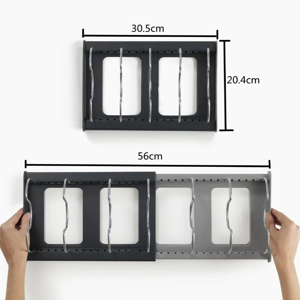 1Pc 7-grid Telescopic Pot Rack - Kitchen Baking Pan Organizer recension och pris