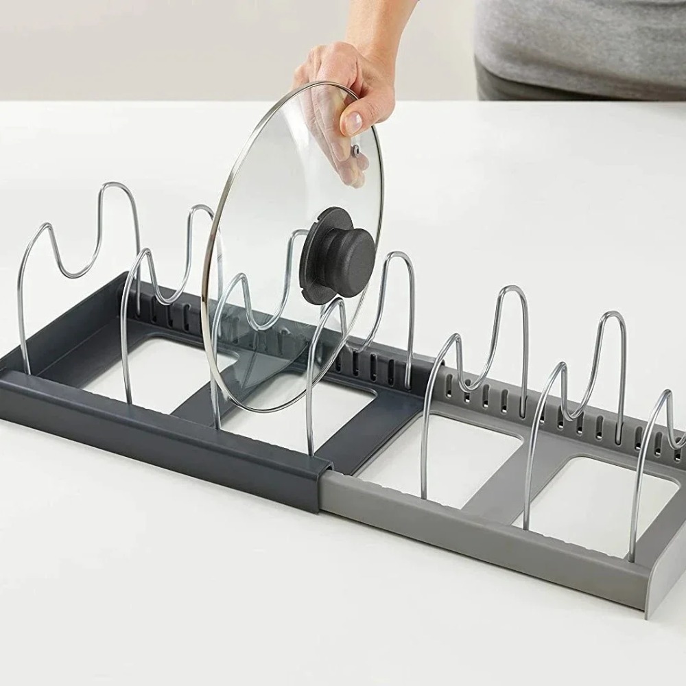 1Pc 7-grid Telescopic Pot Rack - Kitchen Baking Pan Organizer recension och pris