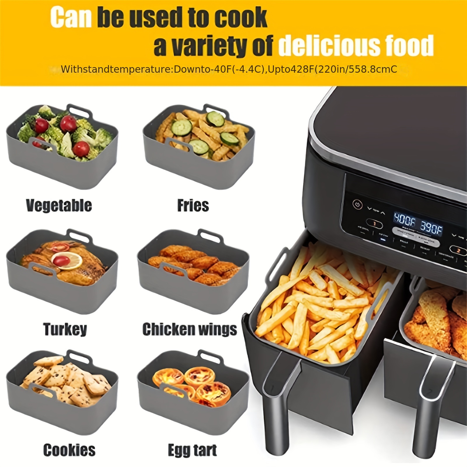 1/2Pcs Air Fryer Silicone Tray - Kitchen Oven Baking Pans recension och pris