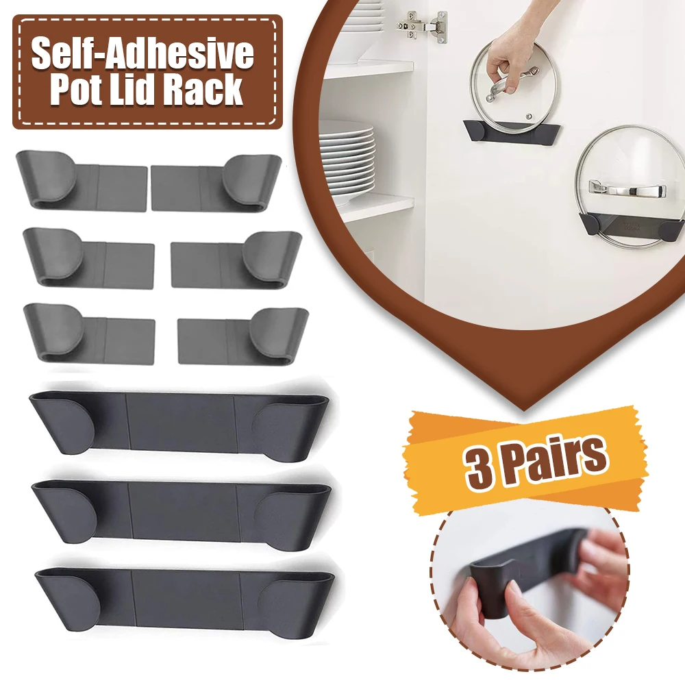 3 Pairs Self-Adhesive Pot Lid  - Kitchen Baking Pan Organizer recension och pris