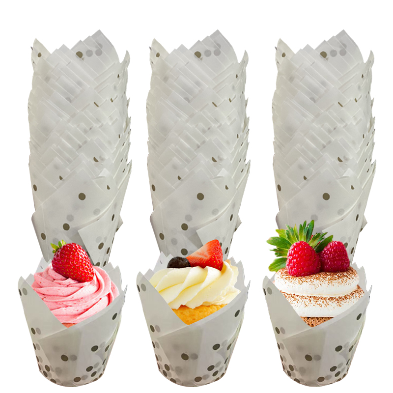 50Pcs/100Pcs Gold Dot Tulip Ca - Kitchen Paper For Baking recension och pris