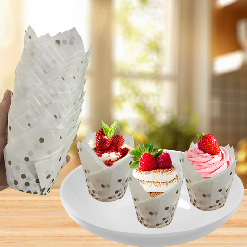 50Pcs/100Pcs Gold Dot Tulip Ca - Kitchen Paper For Baking recension och pris